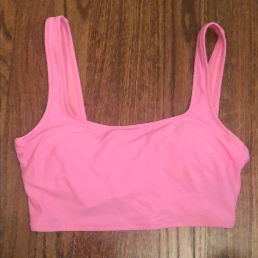 Bright pink bikini top: NEVER WORN